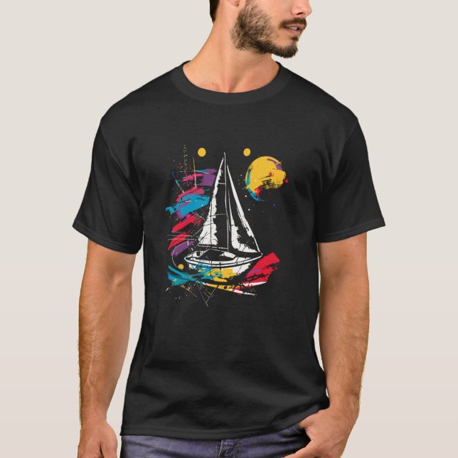 T-shirt Catamaran de plage graphique à voile (Devant)