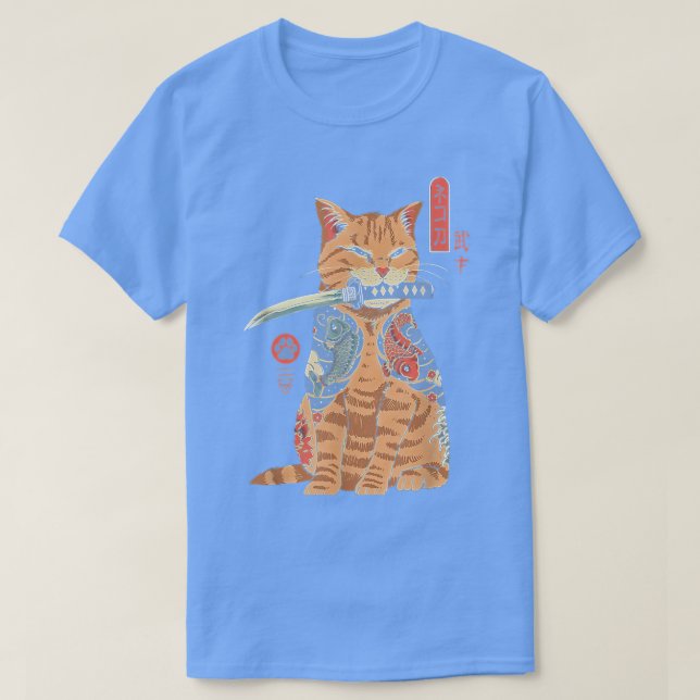 T-shirt Catana samouraï Cat Katana Japanese Graphi (Design devant)