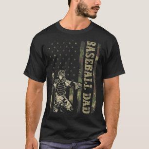 T-shirt Catcher Baseball Homme Baseball Papa Camo Américai