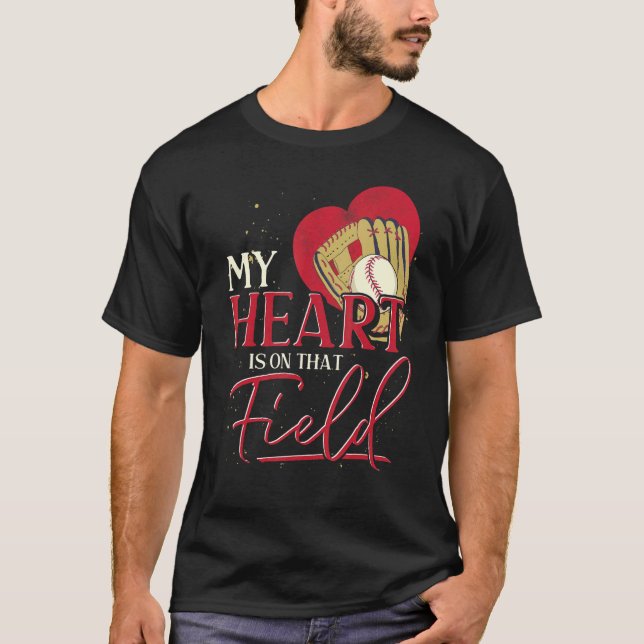 T-shirt Catcher Baseball Player Heart Baseball Base Sport (Devant)