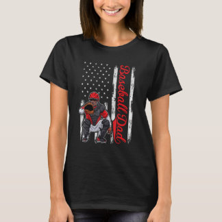 T-shirt Catcher Baseball Pour Hommes Baseball Papa Drapeau