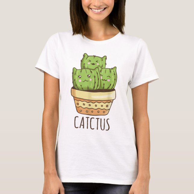 T-shirt Catctus Cat Kitty Kitten Funny Fun (Devant)