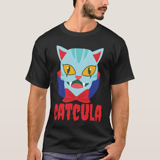 T-shirt Catcula Cat Vampire Dracula Vampirina Halloween Co (Devant)