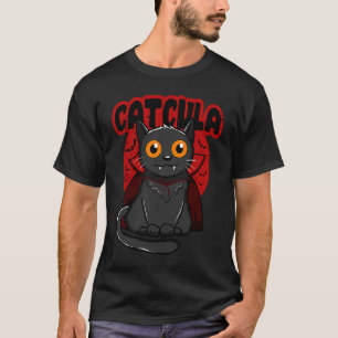 T-shirt Catcula Halloween Kitty Dracula Vampire Chat