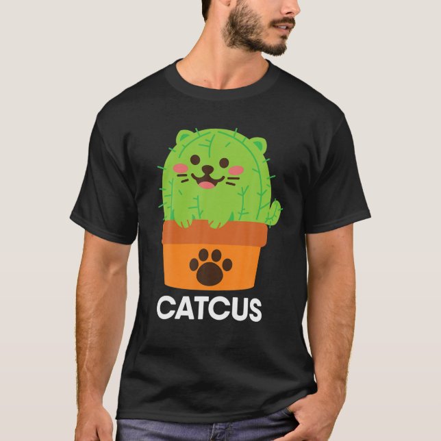 T-shirt Catcus Cactus Chat Cute Drôle Chat Maman Halloween (Devant)