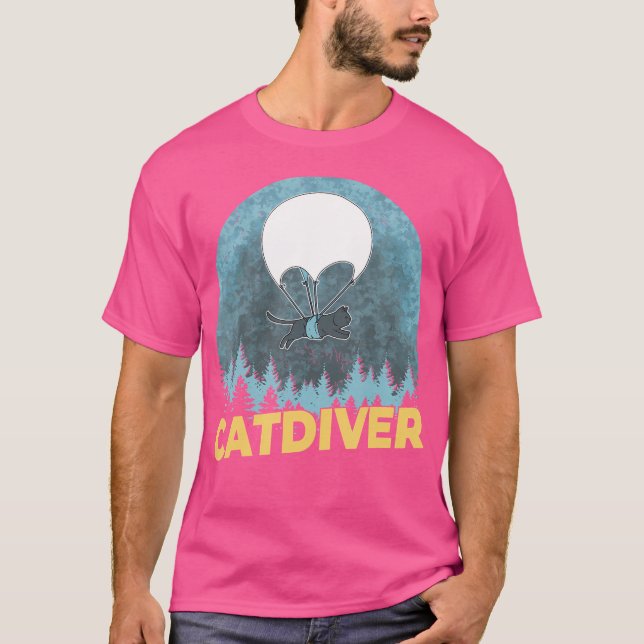 T-shirt Catdiver - Drôle Skydiver Cat Parachuter Skydivin (Devant)