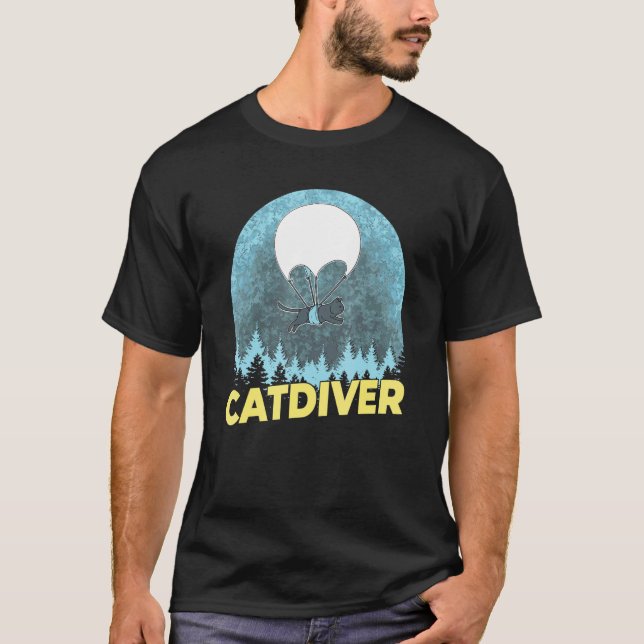 T-shirt Catdiver - Skydiver Cat Parachute de Skydiving (Devant)