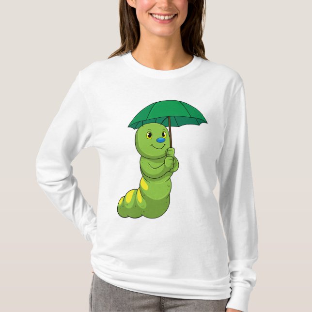 T-shirt Caterpillar à la pluie avec parapluie (Devant)