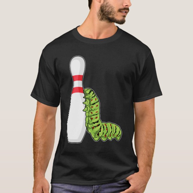 T-shirt caterpillar at bowling with bowling pin (Devant)