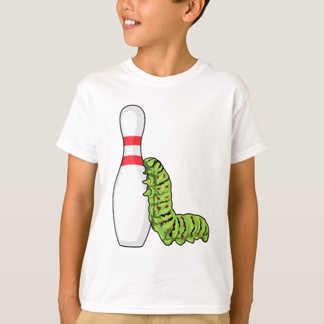 T-shirt caterpillar at bowling with bowling pin (Devant)