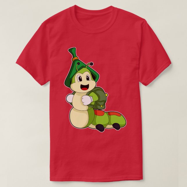 T-shirt Caterpillar en tant qu'étudiant avec sac à dos (Design devant)