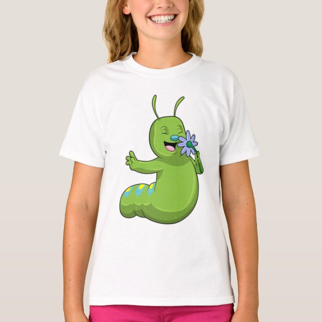 T-shirt Caterpillar with Flower (Devant)
