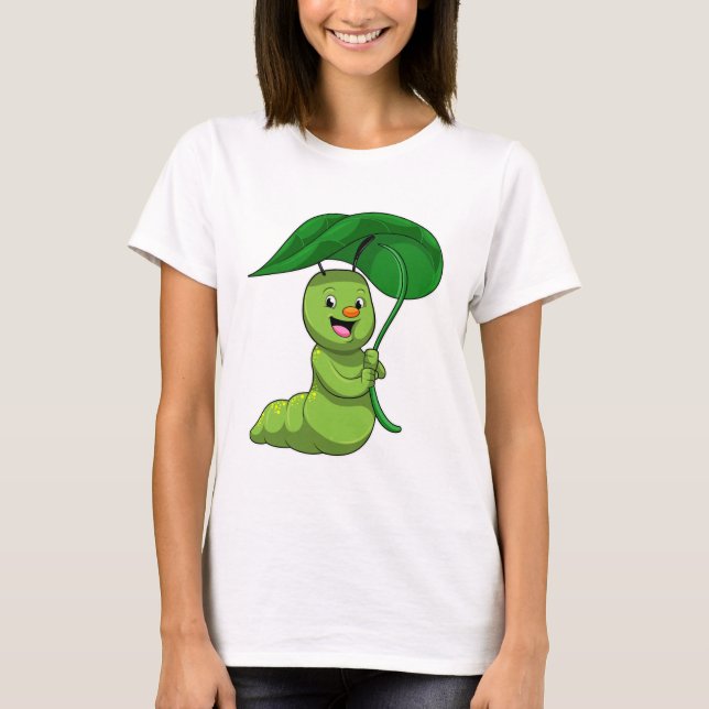 T-shirt Caterpillar with Leaf as Parasol (Devant)