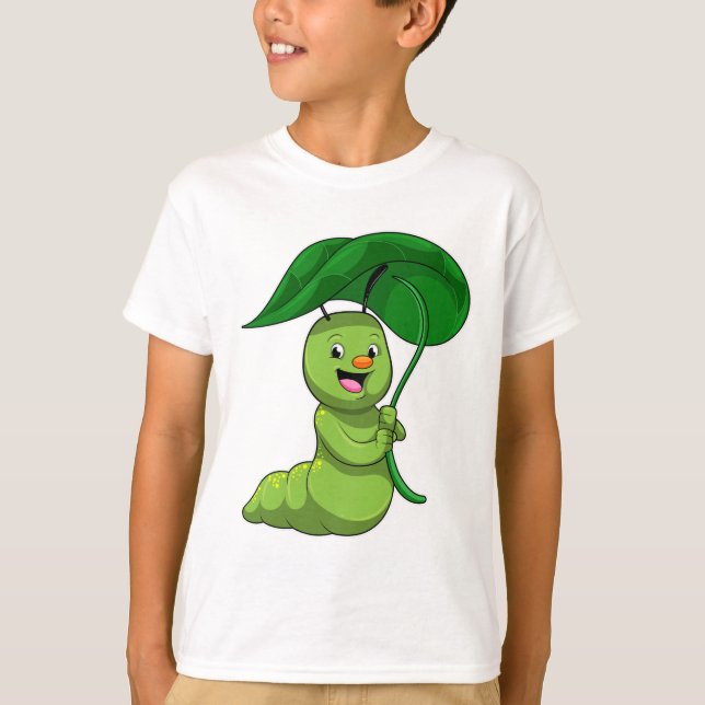 T-shirt Caterpillar with Leaf as Parasol (Devant)