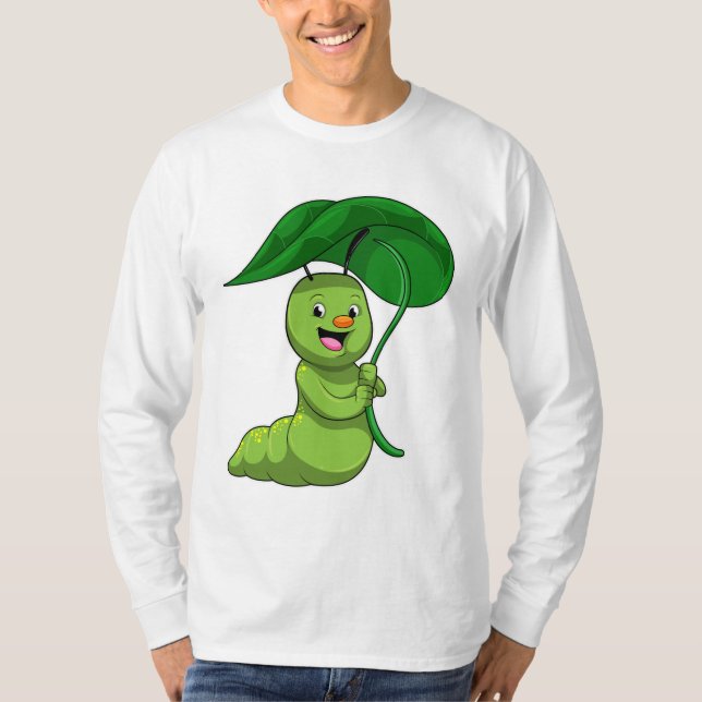 T-shirt Caterpillar with Leaf as Parasol (Devant)