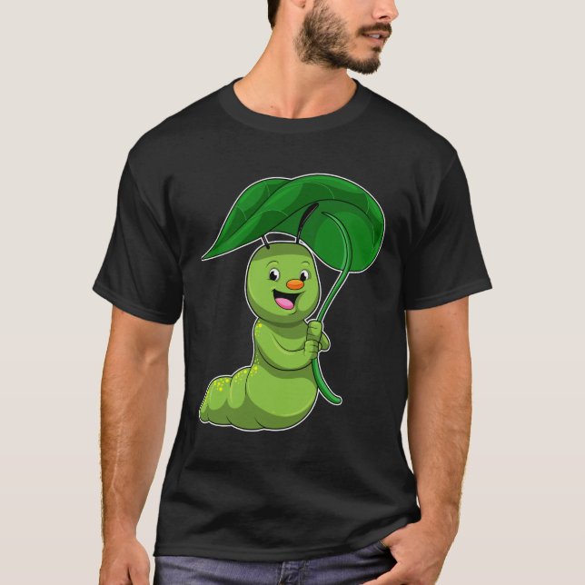 T-shirt Caterpillar with Leaf as Parasol (Devant)