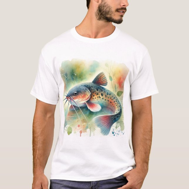 T-shirt Catfish in Watercolor Art 170724AREF129 - Watercol (Devant)