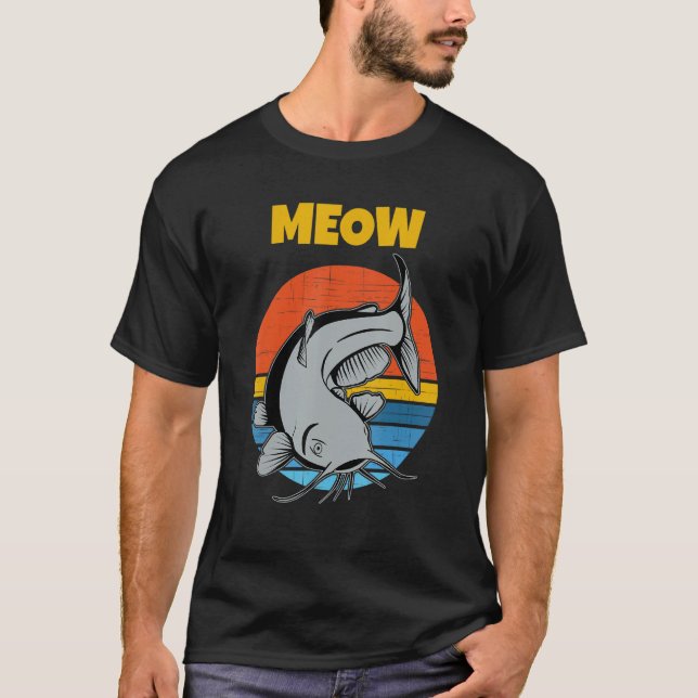 T-shirt Catfish Retro Sunset Meow Catfish (Devant)