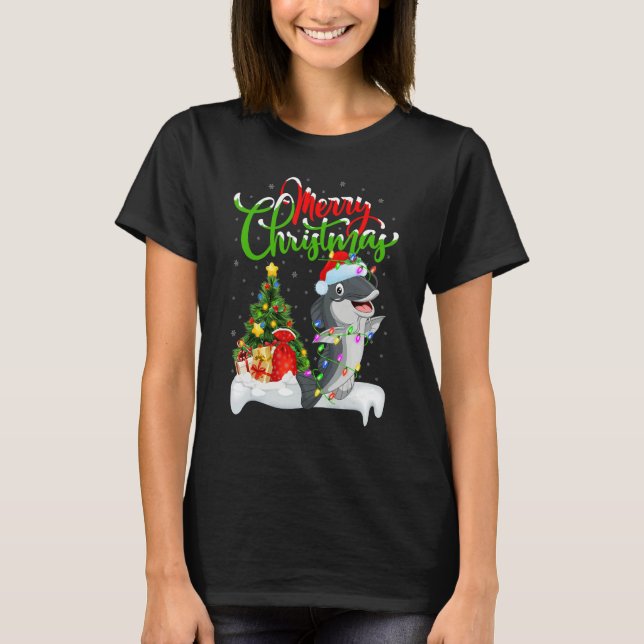 T-shirt Catfish   Xmas Decorations Santa Catfish Christmas (Devant)