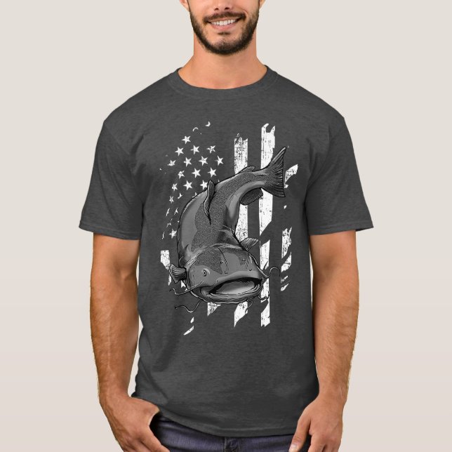 T-shirt Catfishing American Flag  Catfish Angler (Devant)