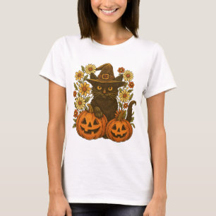 T-shirt Catful pumpkins halloween｜ghost cat png｜black cat 