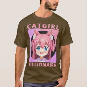 T-shirt Catgirl Millionaire, Cat Girl Coin jeton Crypto Cu