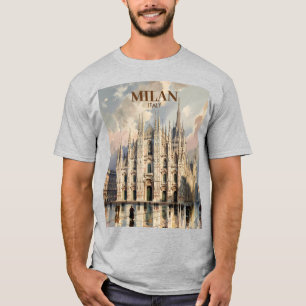 T-shirt Cathédrale de Milan Duomo di Milano Aquarelle de v