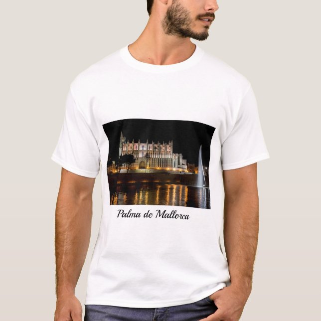 T-shirt Cathédrale de Palma de Majorque la nuit - Espagne (Devant)