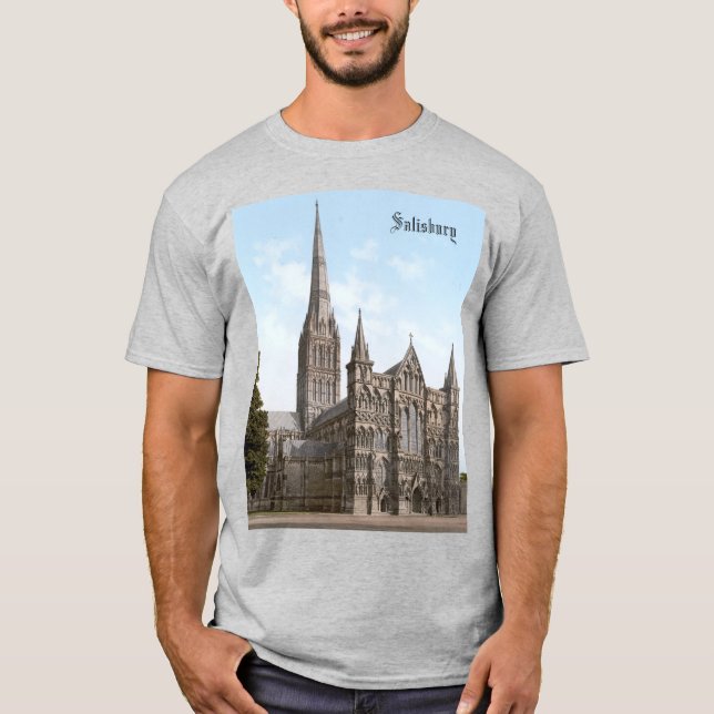 T-shirt Cathédrale de Salisbury en Angleterre (vers 1900) (Devant)