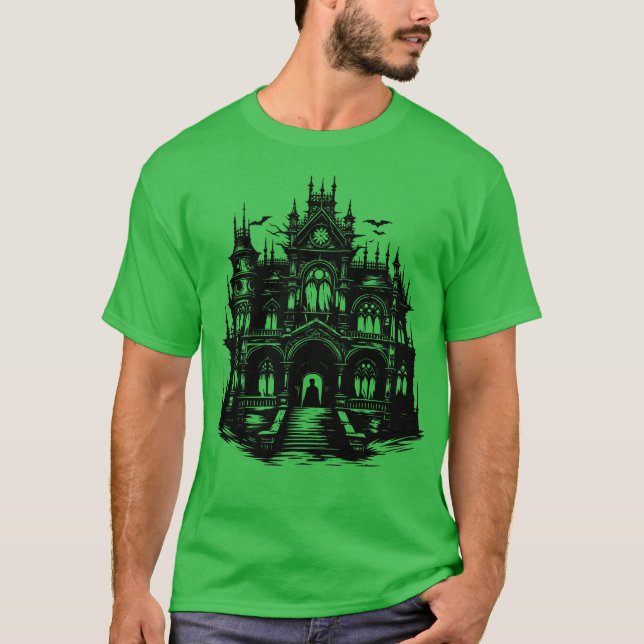 T-shirt Cathédrale gothique hantée Imaginaire foncé église (Devant)