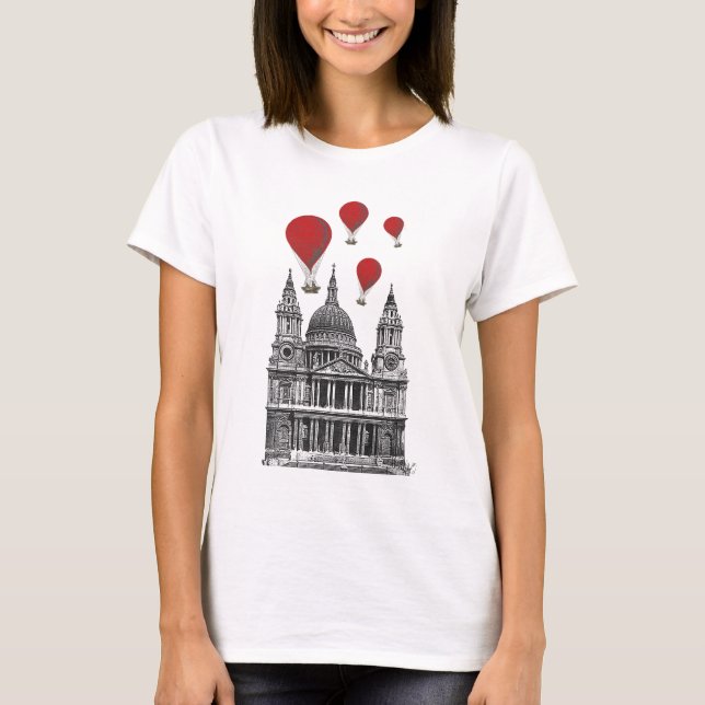 T-shirt Cathédrale St Pauls et Ballons Red Hot Air (Devant)