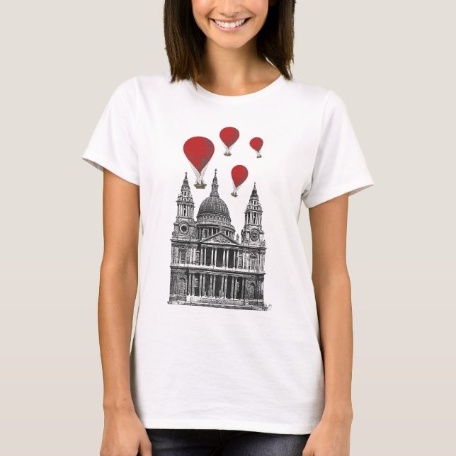 T-shirt Cathédrale St Pauls et Ballons Red Hot Air (Devant)