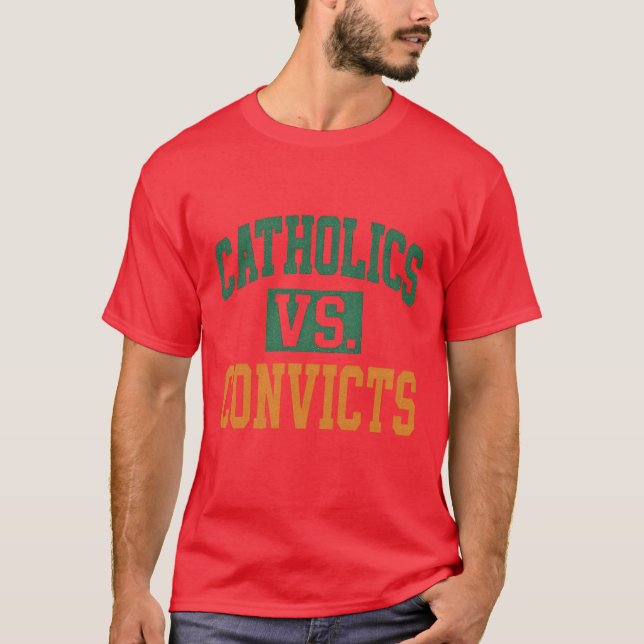 T-shirt Catholics Vs. Convicts Retro Distressed Style 1988 (Devant)