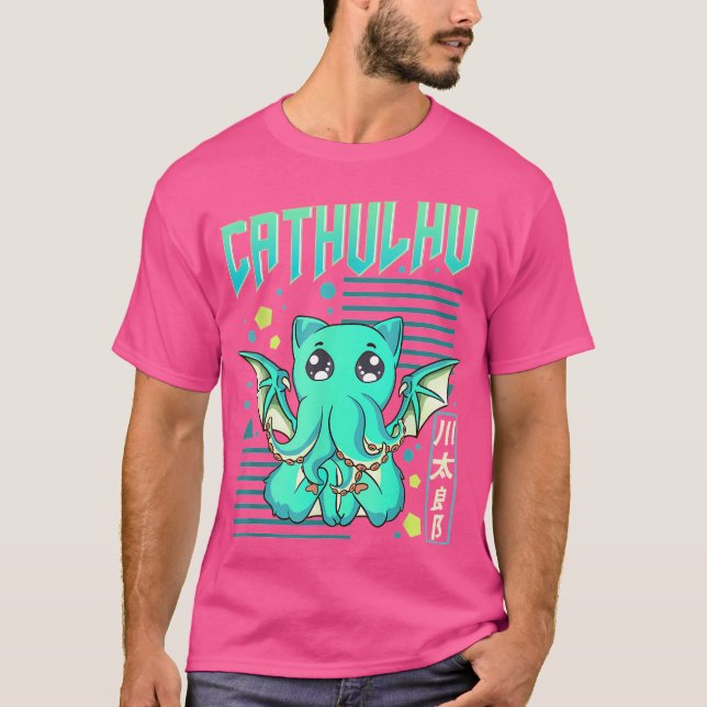 T-shirt Cathulhu Funny Chat Cthulhu Pun Kawaii Anime (Devant)