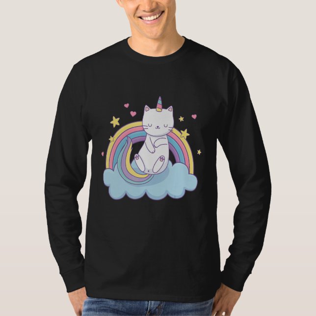 T-shirt Caticorn Avec Rainbow Kittycorn (Devant)