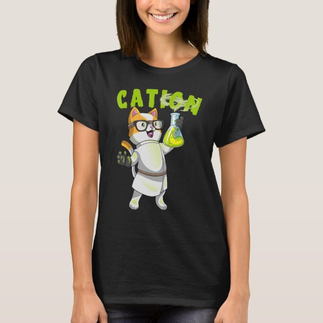 T-shirt Cation Cute Science Chat Élément Pawsitif Chimistr (Devant)