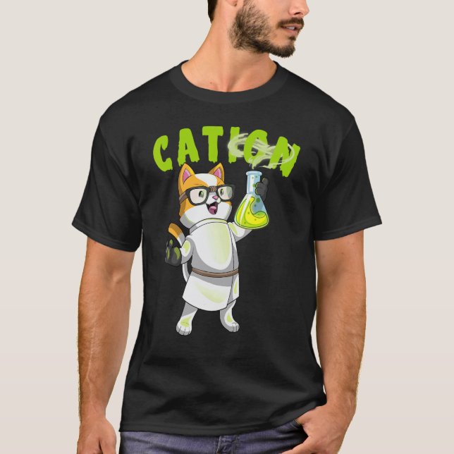 T-shirt Cation Mignon Science Chat Élément Pawsitif Chimie (Devant)
