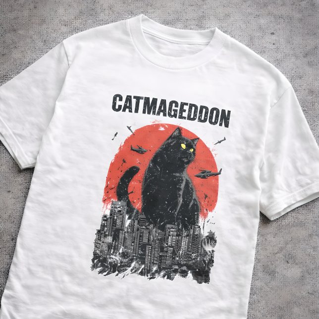 T-shirt Catmageddon Géant Chat Monstre Ville Kaiju Drôle A (Créateur téléchargé)