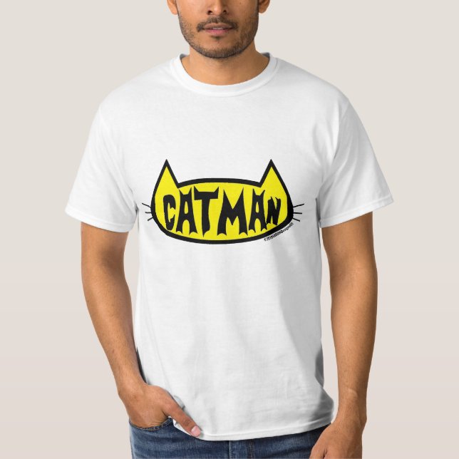 T-shirt "CATMAN" Tête de chat Mens Amoureux des chats (Devant)
