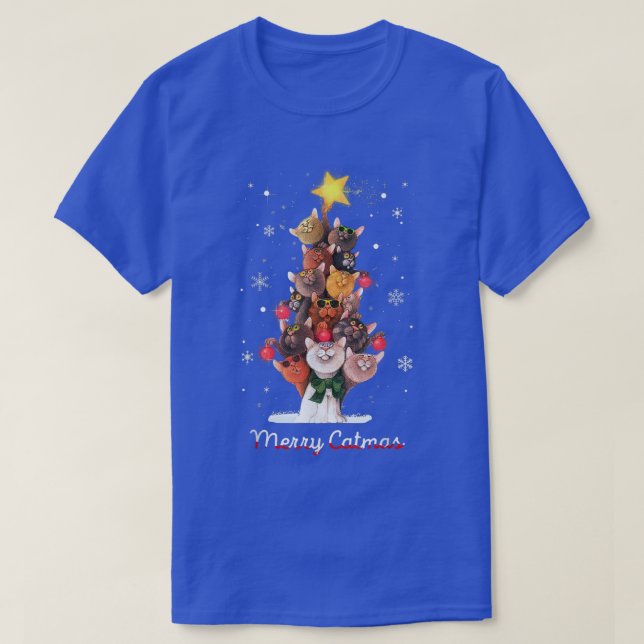 T-shirt Catmas Tree Ugly Christmas Funny Xmas Cat Gift  (Design devant)