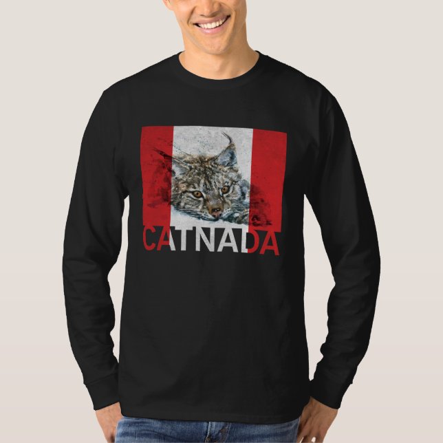 T-shirt Catnada Lynx Canadensis Canadian Flag Maple Leaf V (Devant)
