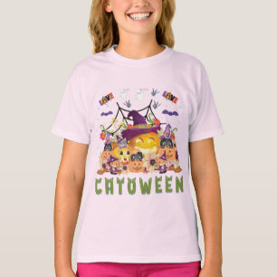T-shirt Catoween Casquette violet amusant, Citrouille oran