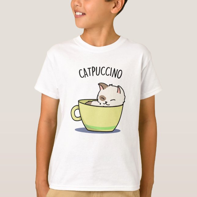 T-shirt Catpuccino Funny Kitty Chat En Pun De Coupe (Devant)