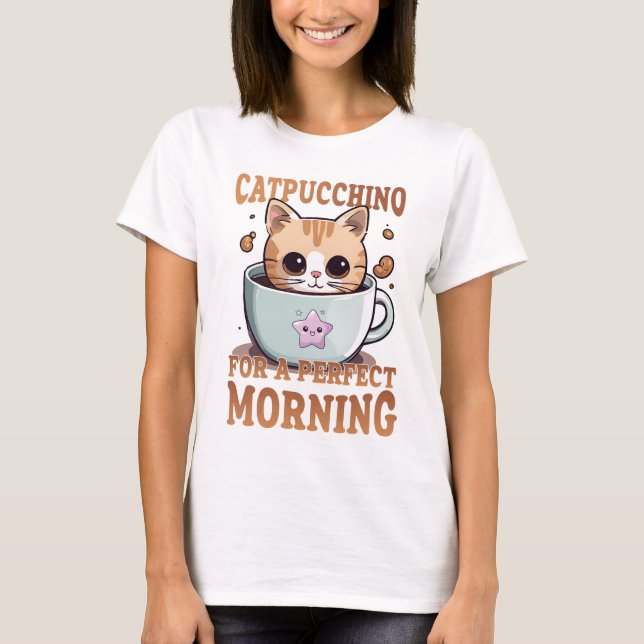 T-shirt Catpuccino pour un café le matin parfait (Devant)