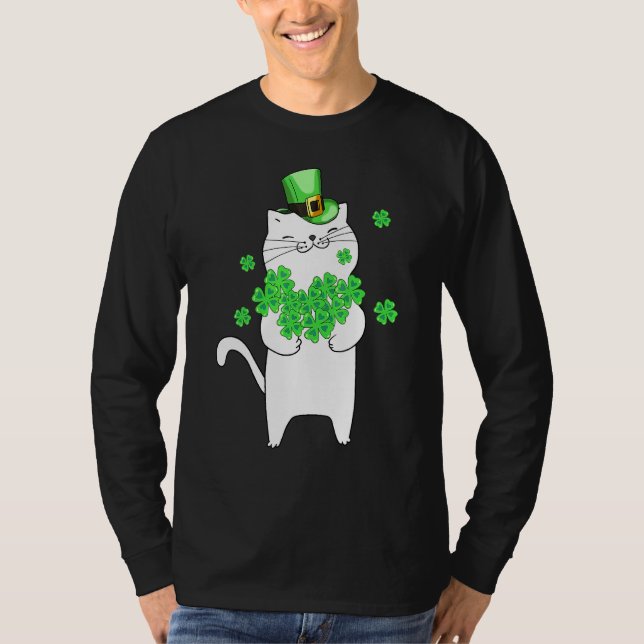 T-shirt Catricks Day Chat Shamrock Jour de la Saint Patric (Devant)