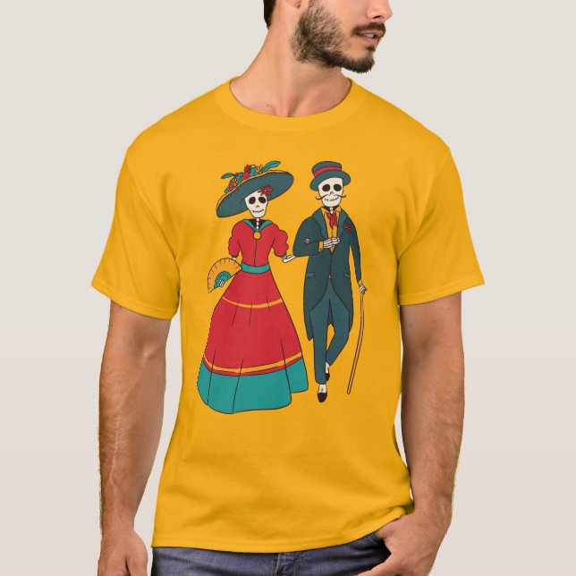 T-shirt Catrina Couple Mexicaine Journée Des Morts (Devant)