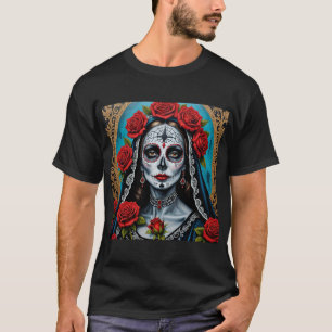 T-shirt Catrina gothique avec le jour Rose de la mort Tee