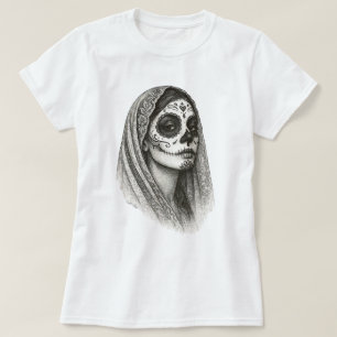T-shirt Catrina mexicaine avec Voile Day of the Dead