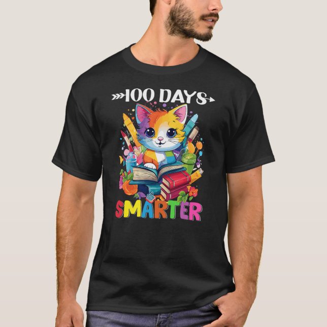 T-shirt Cats 100th Day of School Teacher 100 days smarter  (Devant)