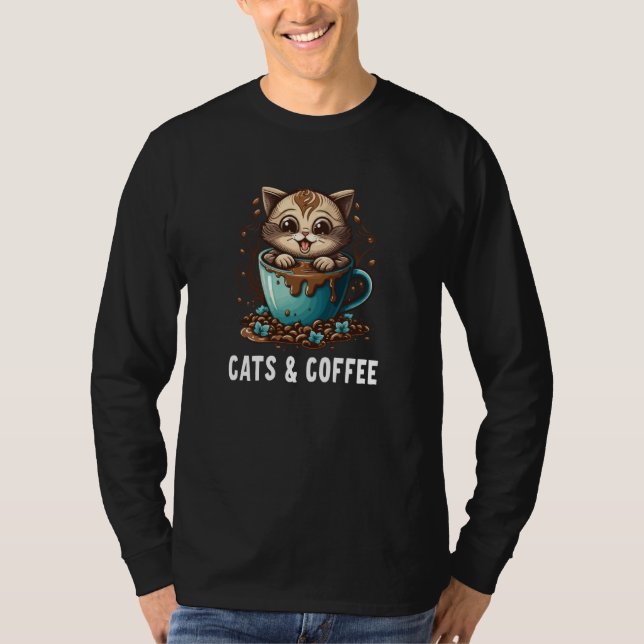 T-shirt Cats and Coffee (Devant)
